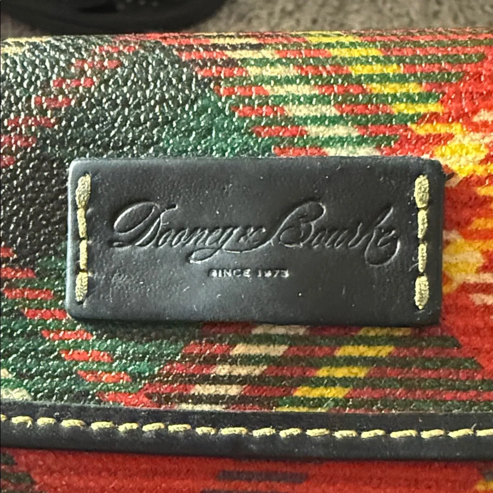 Dooney & Bourke Red Plaid Tartan Trifold Wallet with Leather Trim - Picture 3 of 11